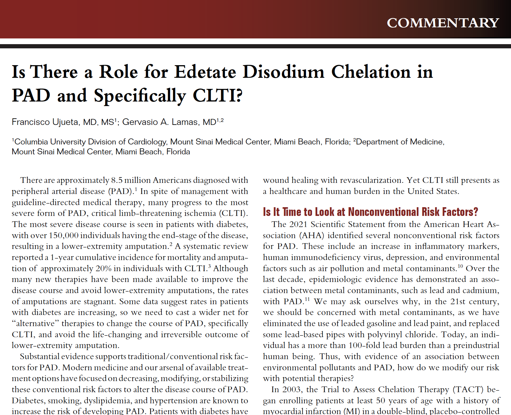 Edetate Disodium Chelation in PAD and CLTI VDM